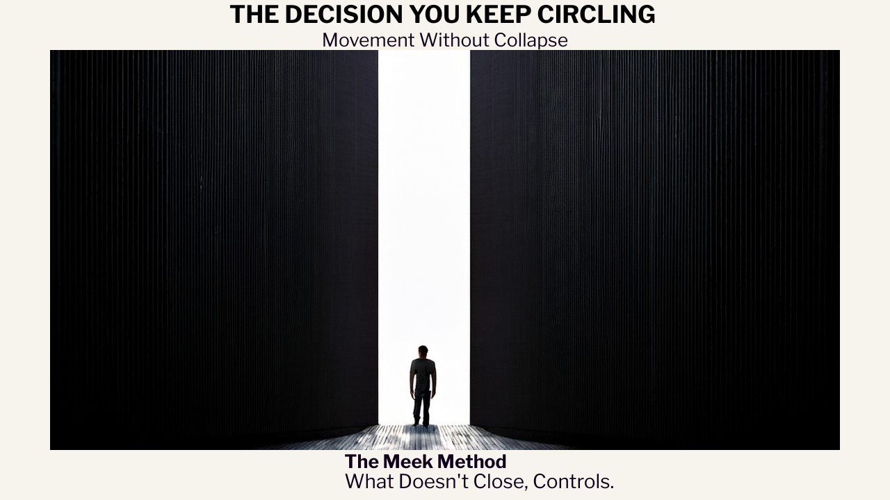 The Decision You Keep Circling newsletter cover titled Movement Without Collapse.